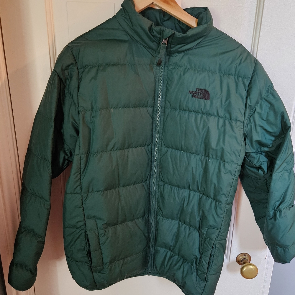 The North Face Green Puffer Jacket with Quilted Design